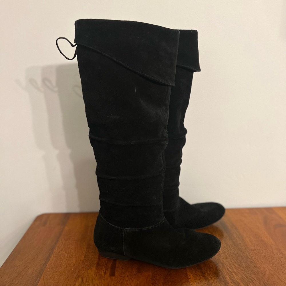 Suede Leather Boots | Over the Knee | Black | Enzo Angiolini